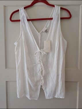 A New Day White Tie-Front Sleeveless Top